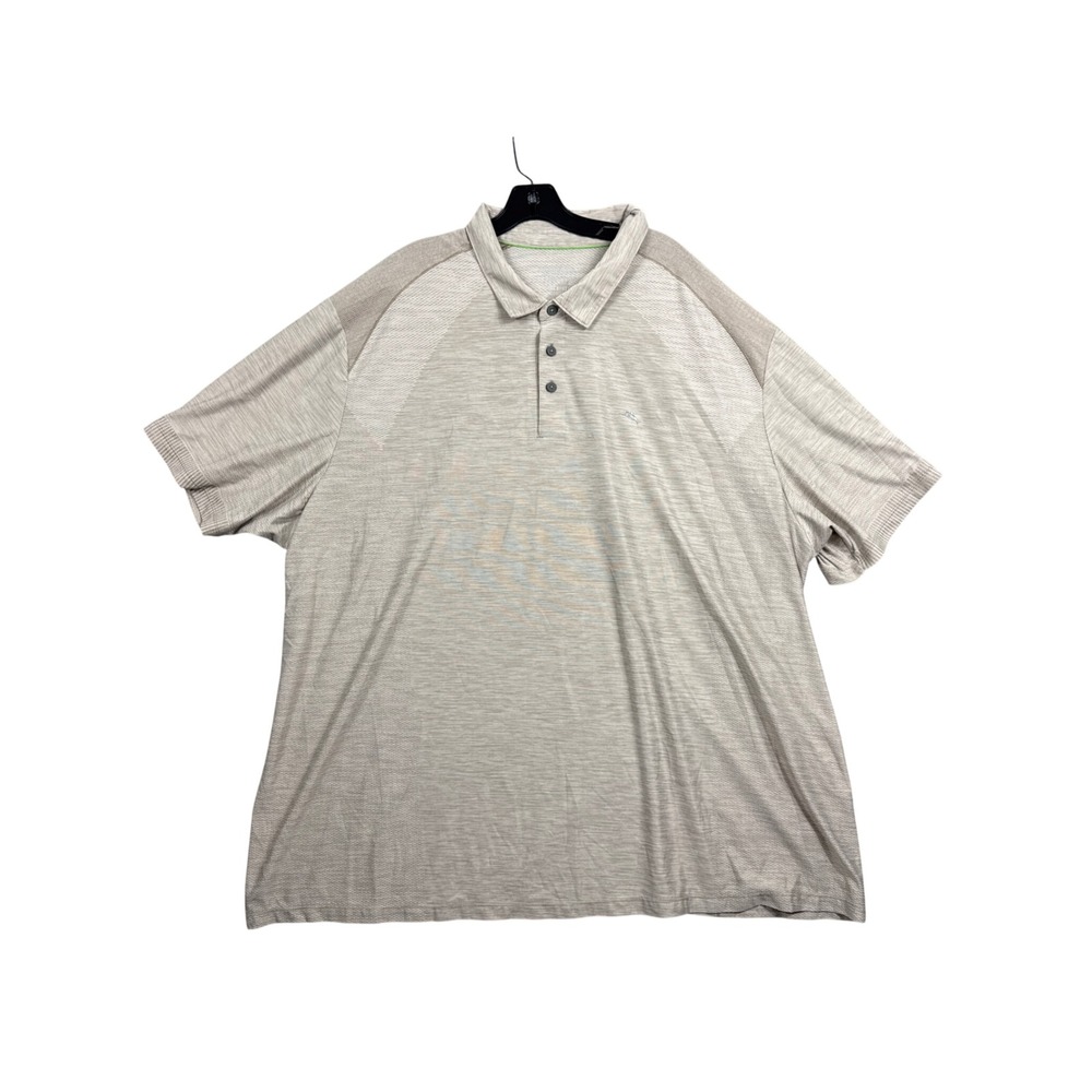 Tommy Bahama Mens Taupe Textured Recycled Polyester Performance Polo Shirt 4XL